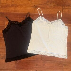 Van Huesen Cream Black Lace Camisole Lot Size XL Y2K Feminine Vampire Diaries